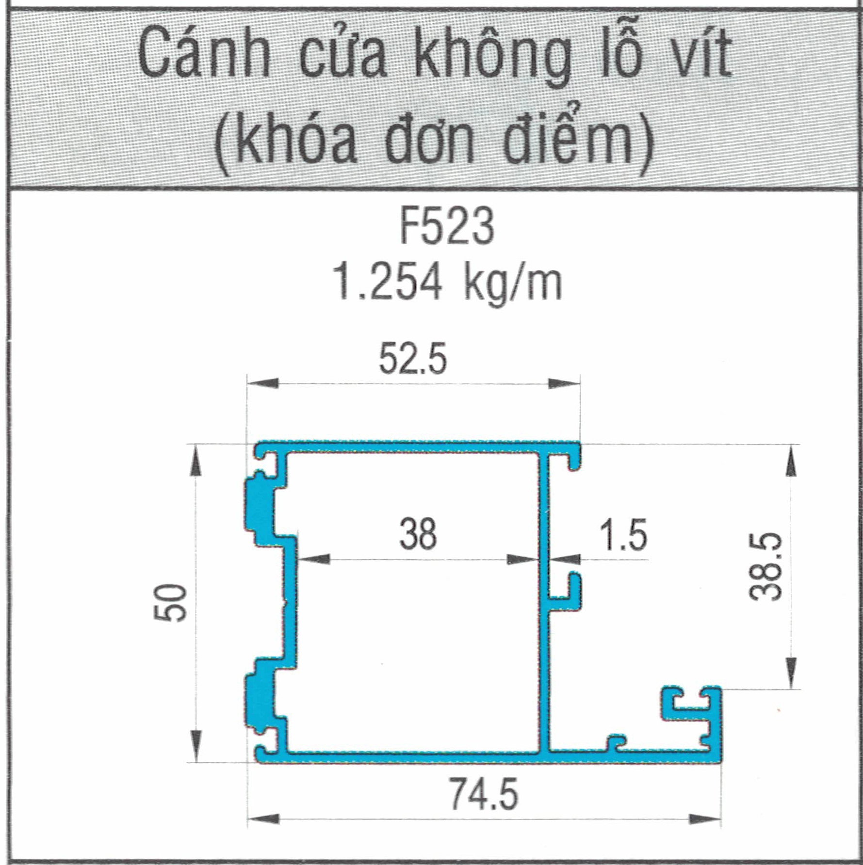 F523 - Cánh xếp trượt không lỗ vít (khóa đơn điểm)