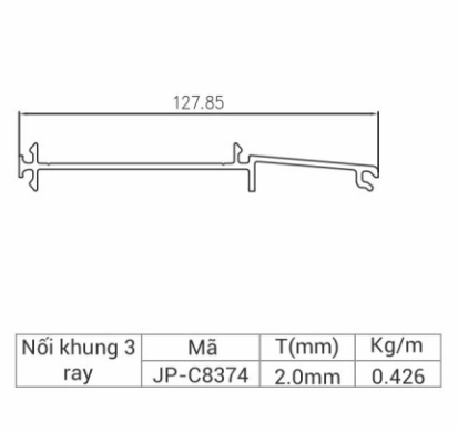 JP-15236 - Ghép khung bao 3 ray với vách kính cố định Fix hệ 83