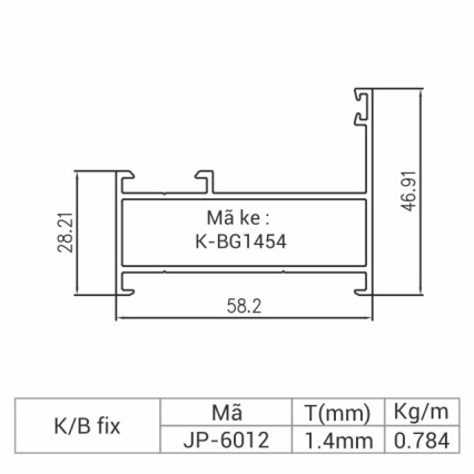 JP-6012 - Khung bao vách kính 58