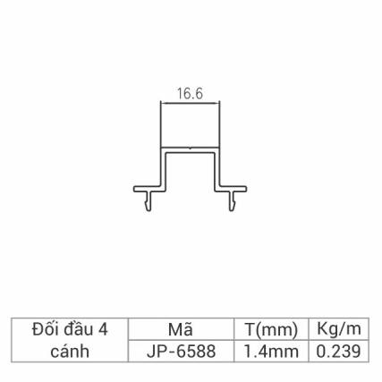 JP-6588 - Nẹp đối đầu 4 cánh 65