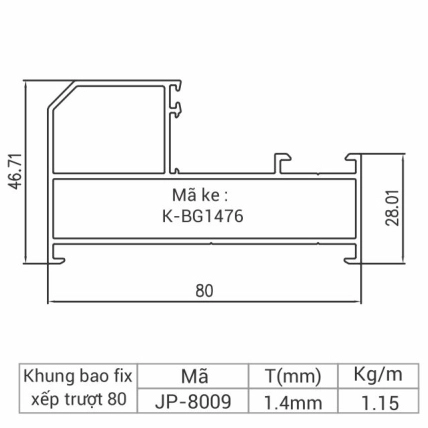 JP-8009 - Khung bao fix xếp trượt 80