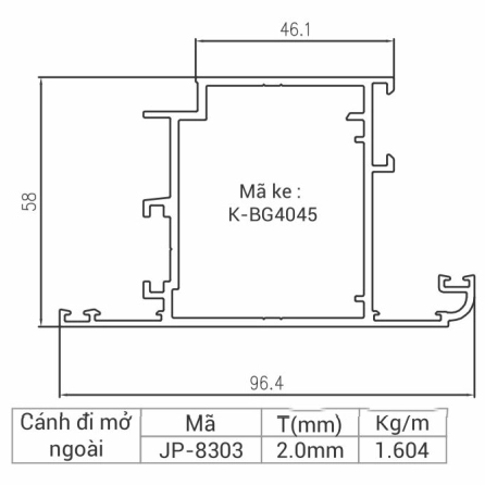 JP-8303 - Cánh cửa đi mở ngoài 83