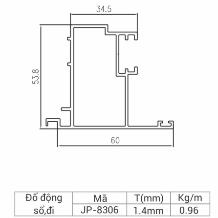 JP-8306 - Đố động dùng chung cửa đi và cửa sổ 83