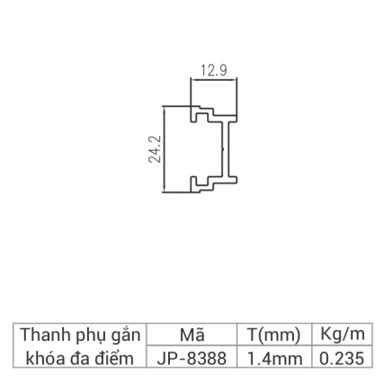 JP-8388 - Thanh phụ gắn khóa đa điểm 83