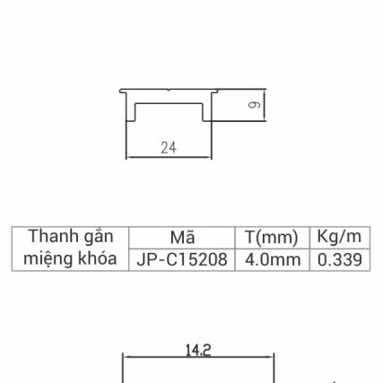 JP-C15208 - Thanh đậy rãnh khung bao hệ 115