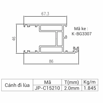 JP-C15210 - Cánh cửa đi lùa 115