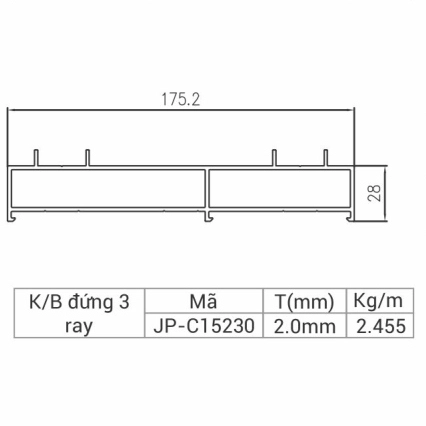 JP-C15230 - Khung bao đứng 3 ray 115