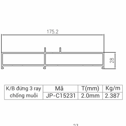 JP-C15231 - Khung bao đứng 3 ray chống muỗi 115