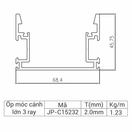 JP-C15232 - Ốp móc cánh lớn 3 ray 115