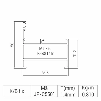JP-C5501 - Khung bao vách kính 55