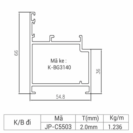 JP-C5503 - Khung bao cửa đi 55