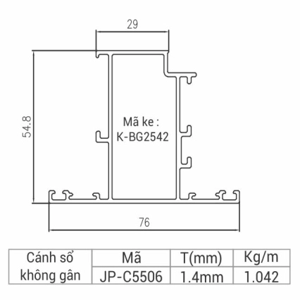 JP-C5506 - Cánh cửa sổ không gân 55