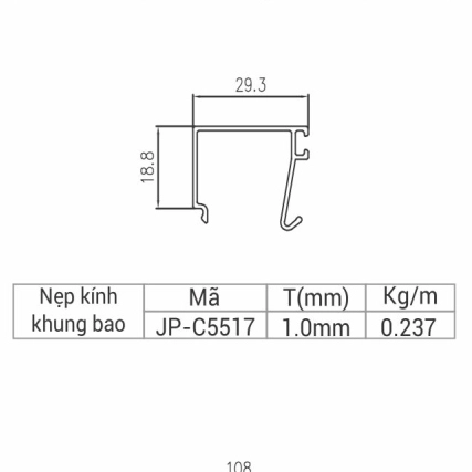 JP-C5517 - Nẹp kính khung bao 55