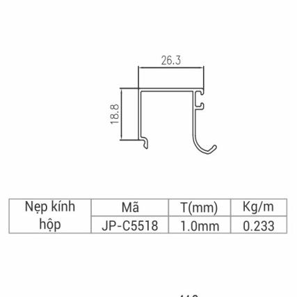 JP-C5518 - Nẹp kính hộp 55