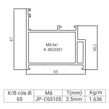 JP-C65105 - Khung bao cửa đi 65