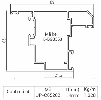 JP-C65202 - Cánh cửa sổ 65