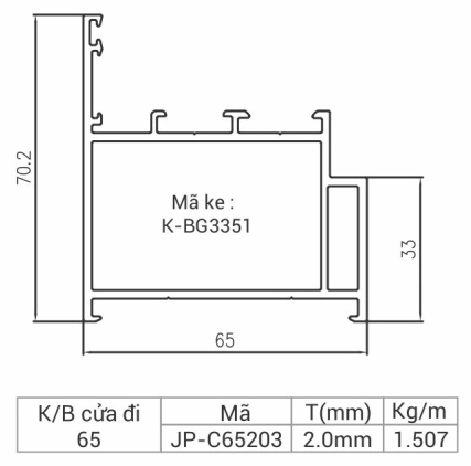 JP-C65203 - Khung bao cửa đi 65