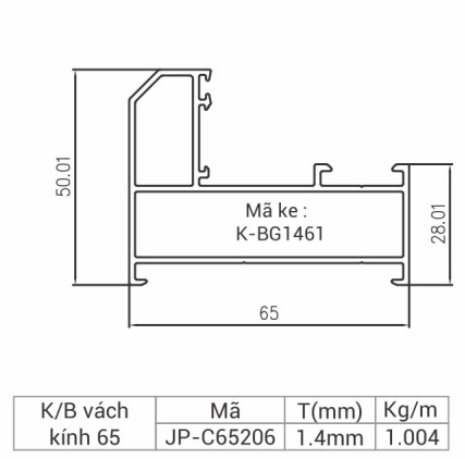 JP-C65206 - Khung bao vách kính 65