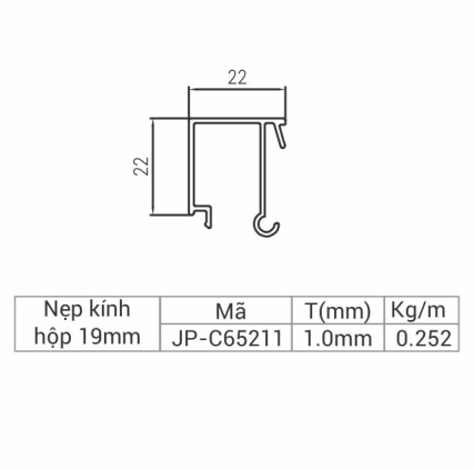 JP-C65211 - Nẹp kính hộp 19mm 65