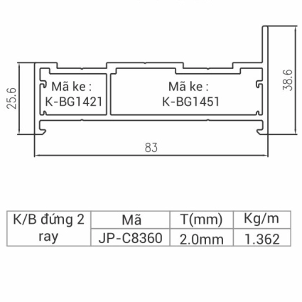 JP-C8360 - Khung bao đứng 2 ray 83
