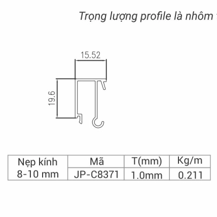 JP-C8371 - Nẹp kính 8-10mm hệ 83