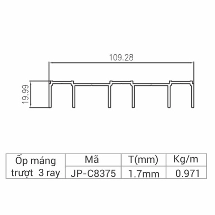 JP-C8375 - Ốp máng trượt 3 ray 83