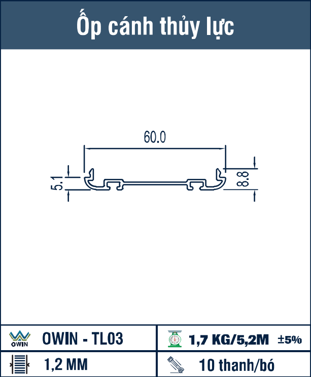 OWIN-TL03 - Ốp cánh thủy lực dài 5,2m