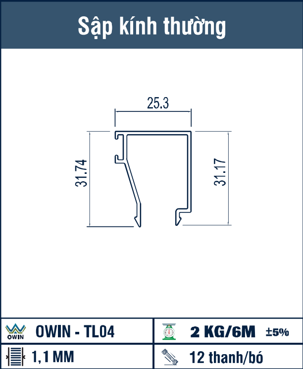 OWIN-TL04 - Sập kính thường