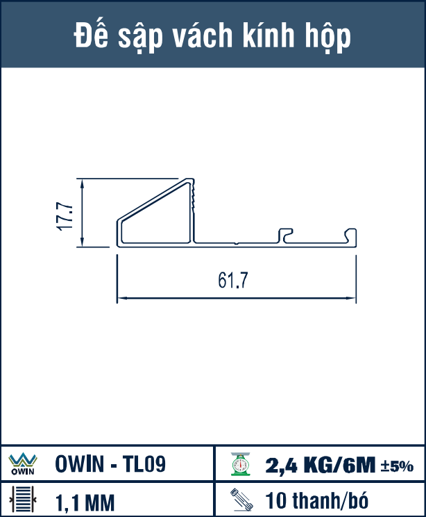 OWIN-TL09 - Đế sập vách kính hộp