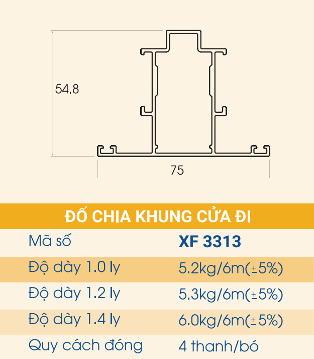 XF-3313 - Đố chia khung cửa đi