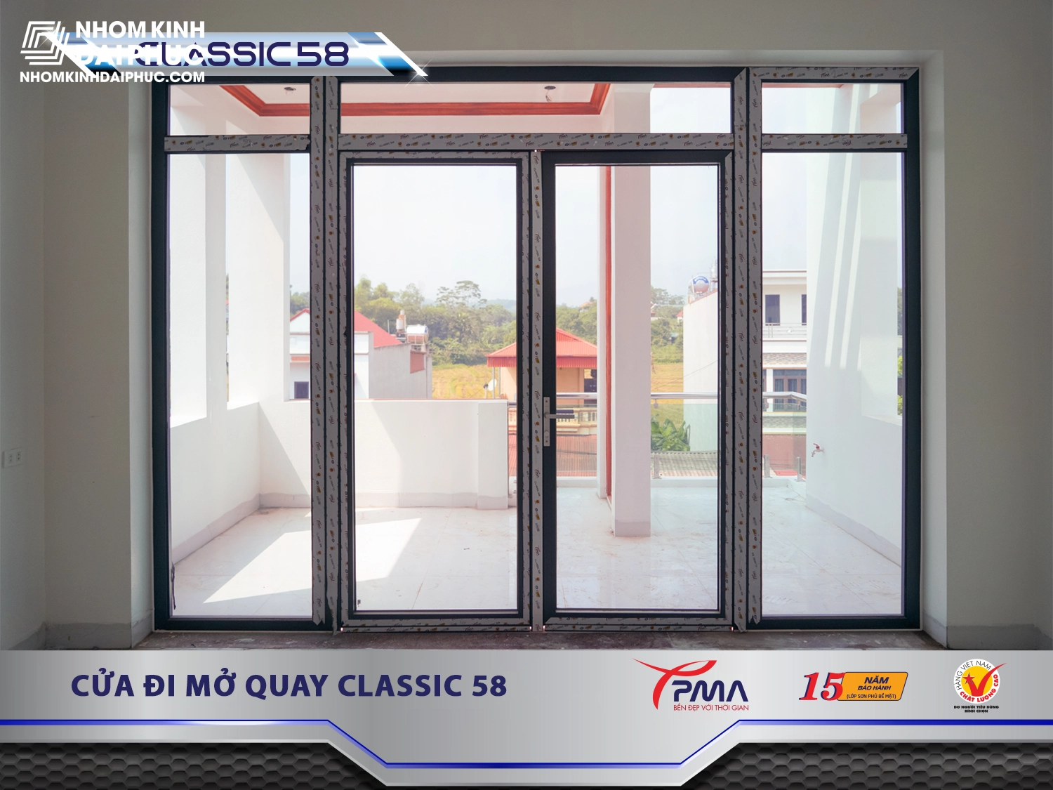 Cửa đi mở quay PMA hệ Classic 58 