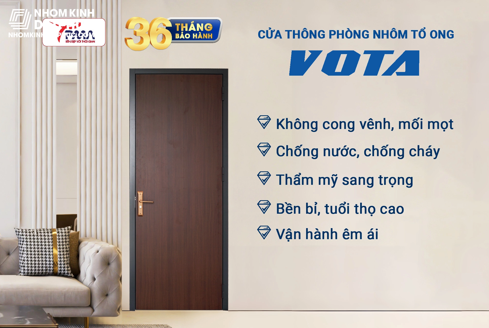 Cửa nhôm tấm tổ ong VOTA