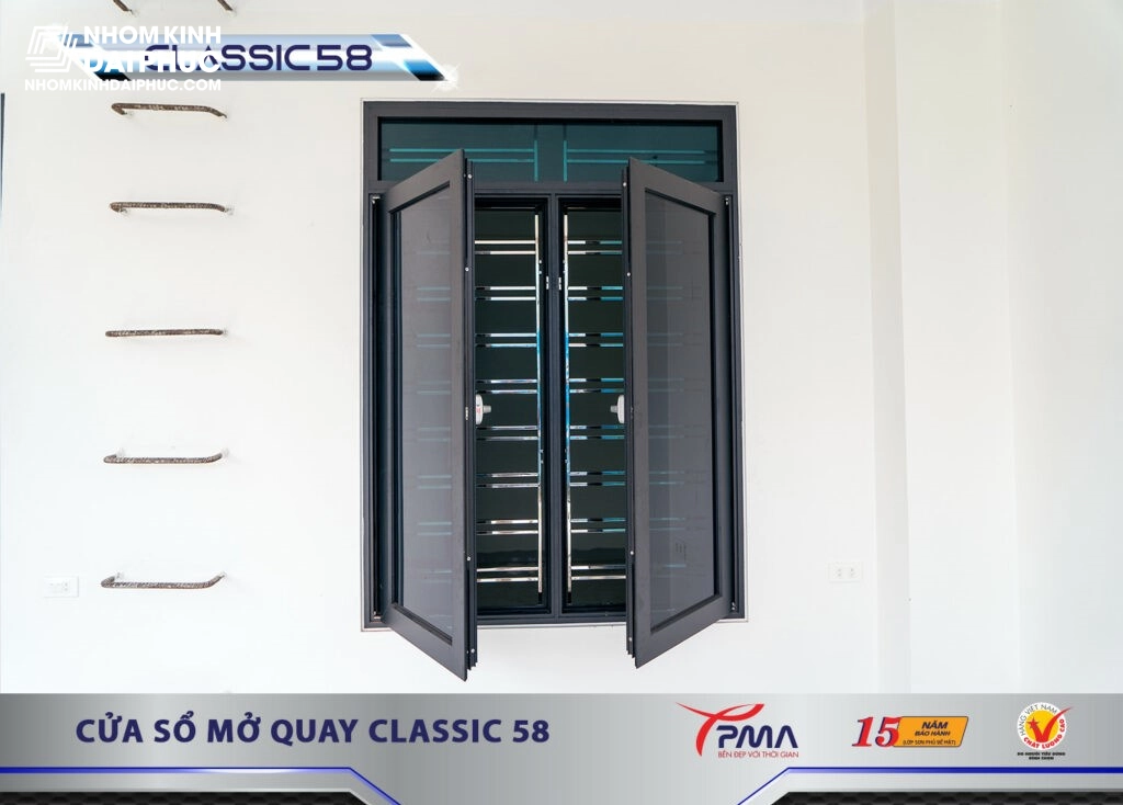 Cửa sổ mở quay nhôm PMA hệ Classic 58