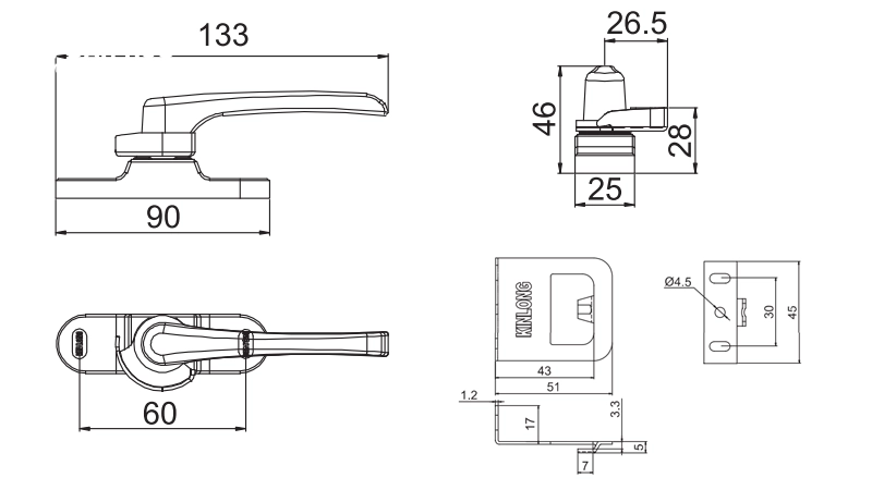 Thông số kỹ thuật khóa sò KINLONG Y06A/II